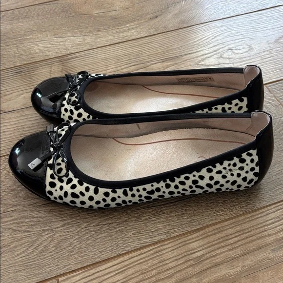 Vionic Minna Spot Ballet Flats Sz 8 Women's Black Patent Toes Comfort Animal - Picture 3 of 8
